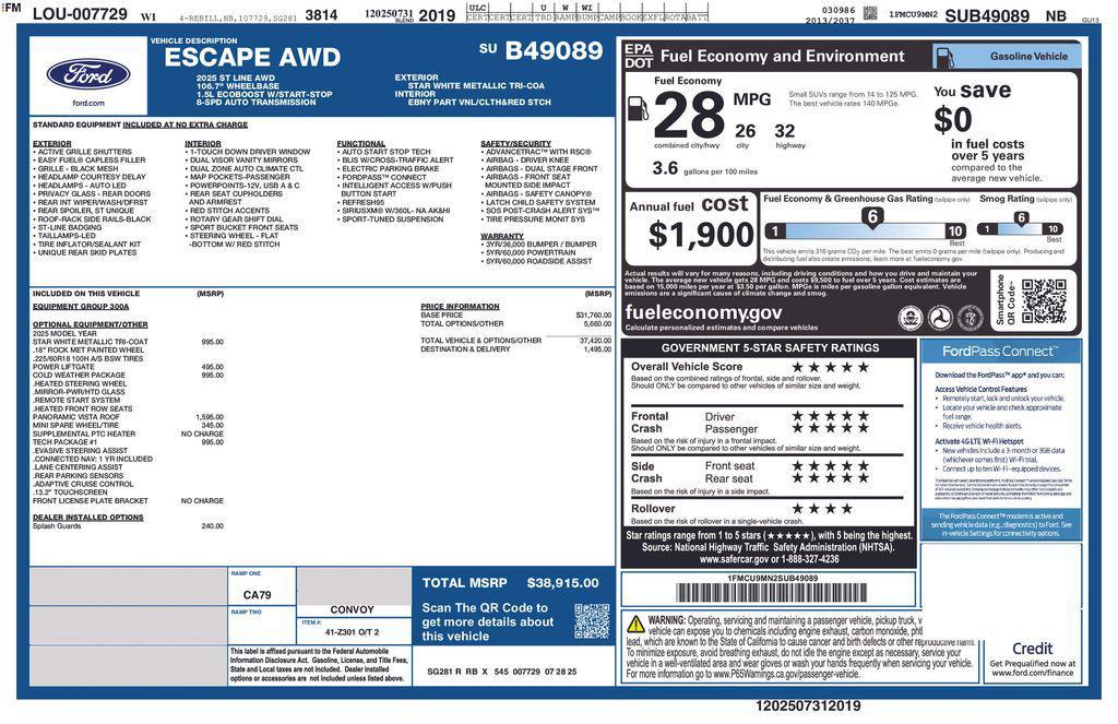 new 2025 Ford Escape car, priced at $29,154