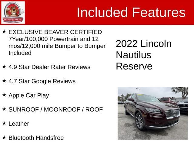 used 2022 Lincoln Nautilus car, priced at $37,600