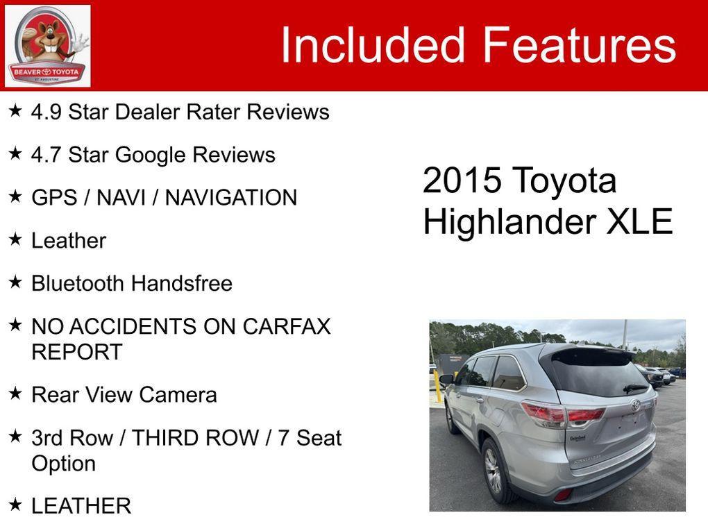 used 2015 Toyota Highlander car, priced at $17,500