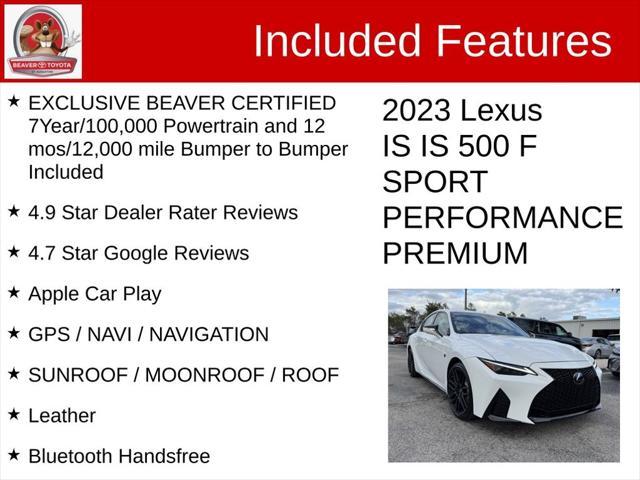 used 2023 Lexus IS 500 car, priced at $63,000