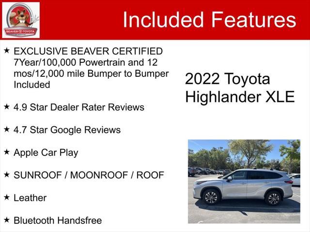 used 2022 Toyota Highlander car, priced at $38,600