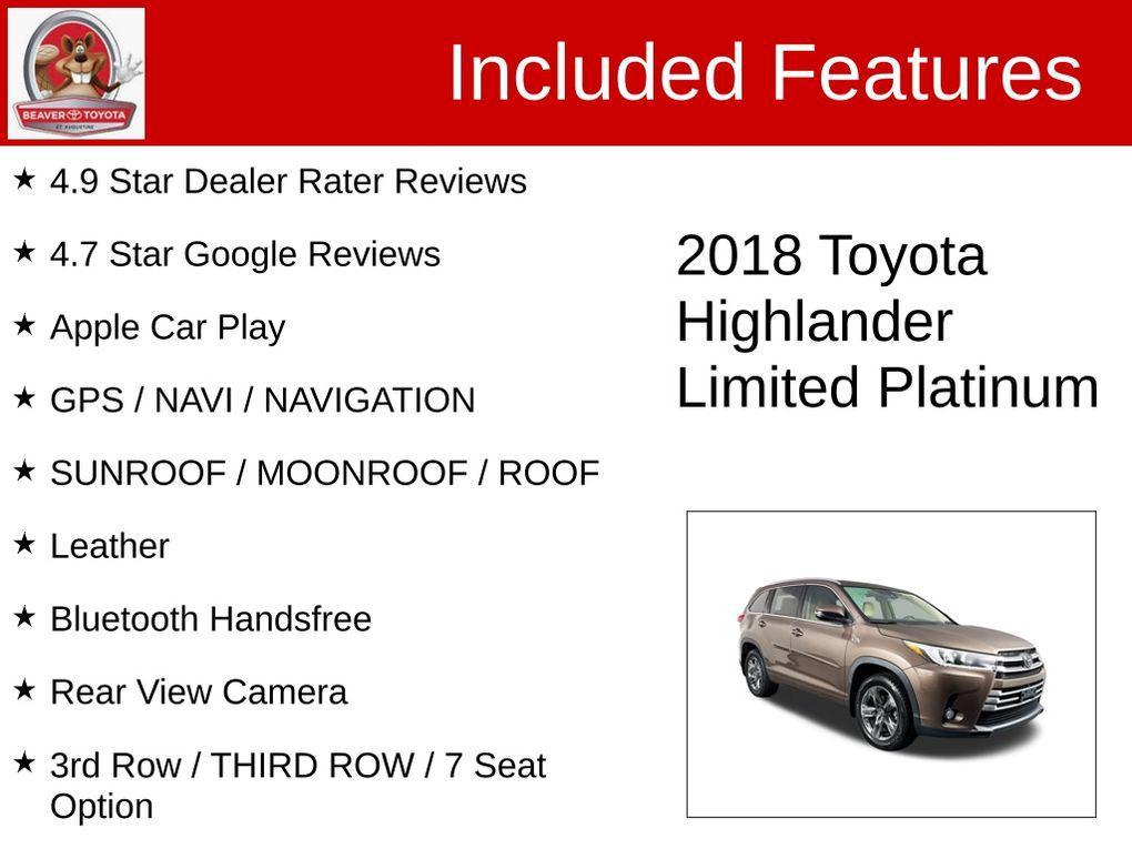 used 2018 Toyota Highlander car, priced at $26,000
