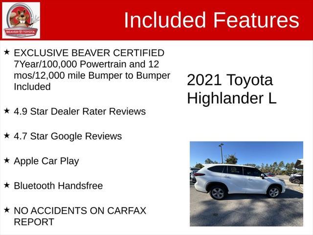 used 2021 Toyota Highlander car, priced at $30,900