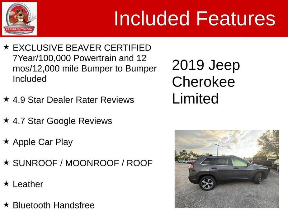 used 2019 Jeep Cherokee car, priced at $20,122