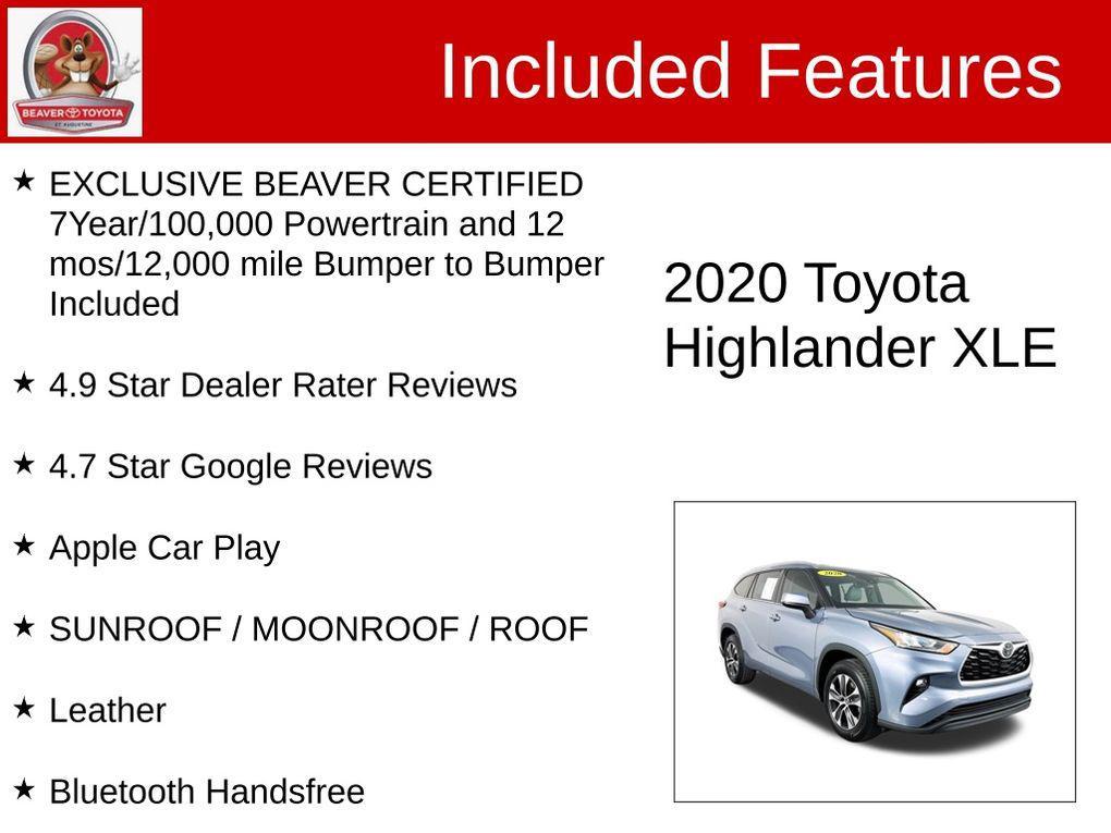 used 2020 Toyota Highlander car, priced at $25,000