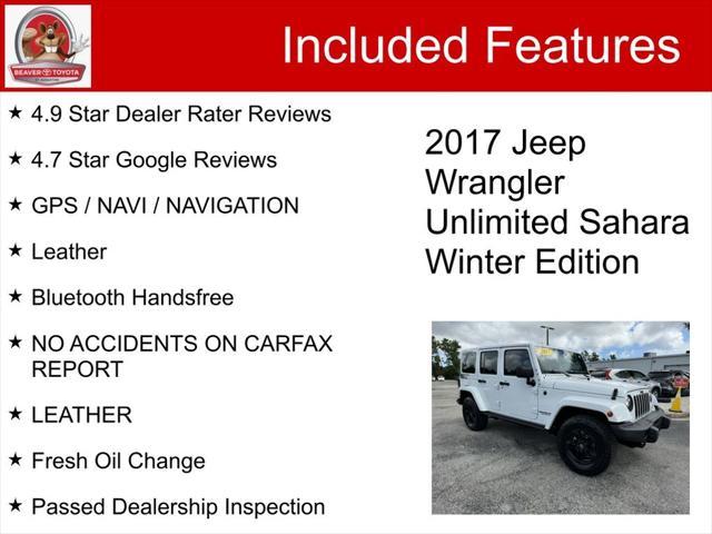 used 2017 Jeep Wrangler Unlimited car, priced at $27,500