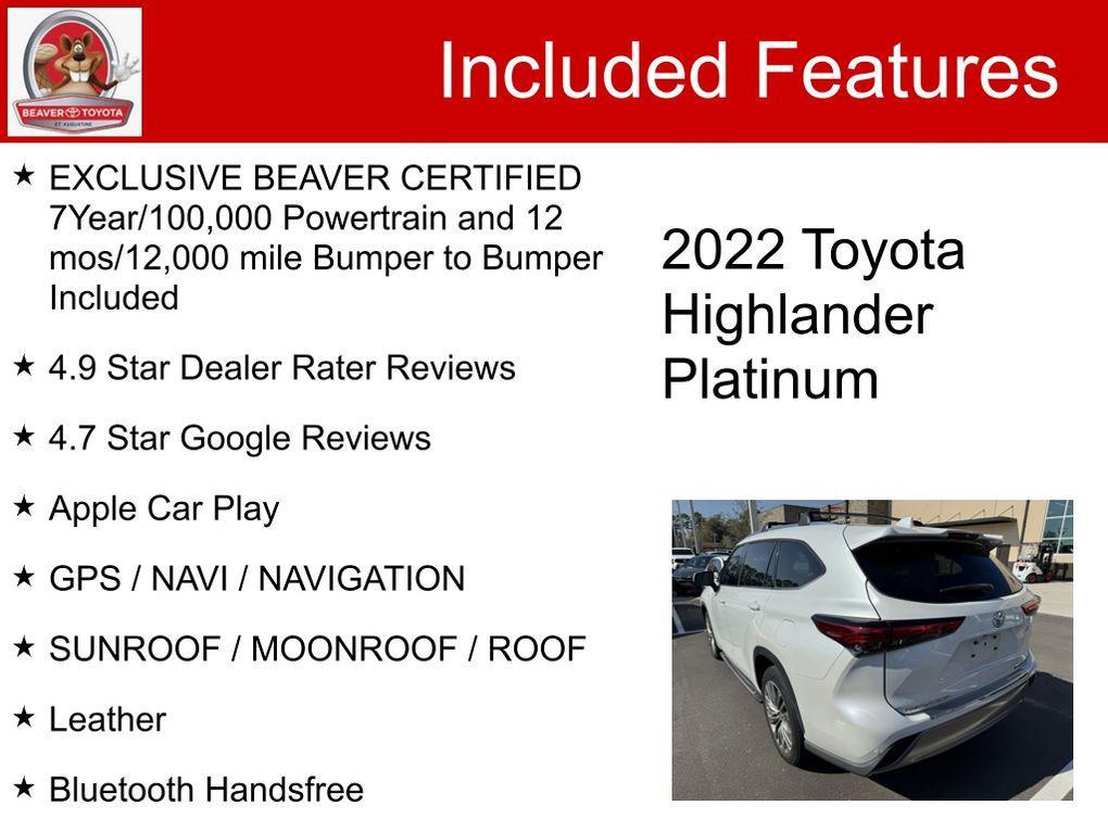 used 2022 Toyota Highlander car, priced at $38,800