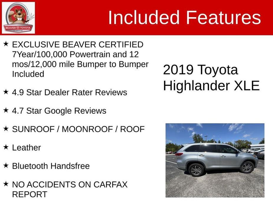 used 2019 Toyota Highlander car, priced at $24,300
