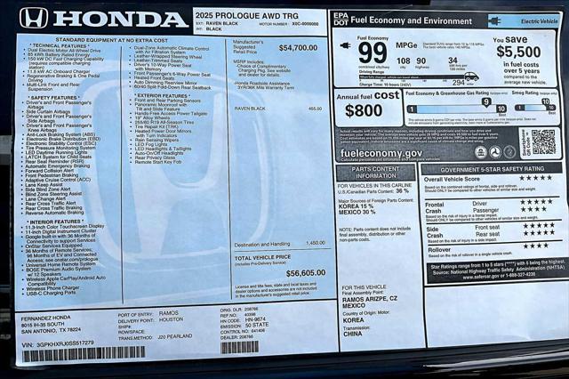 new 2025 Honda Prologue car, priced at $56,605