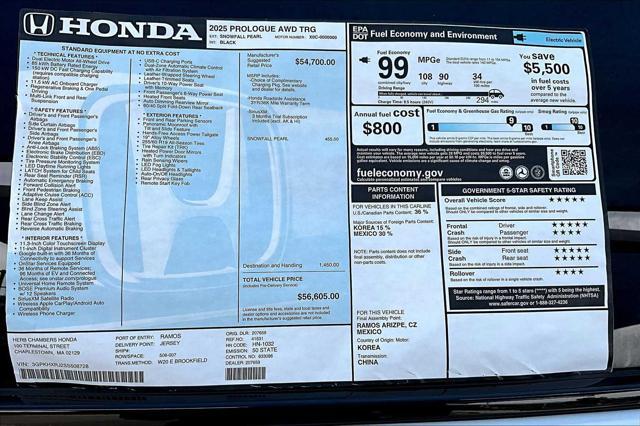 new 2025 Honda Prologue car, priced at $56,605
