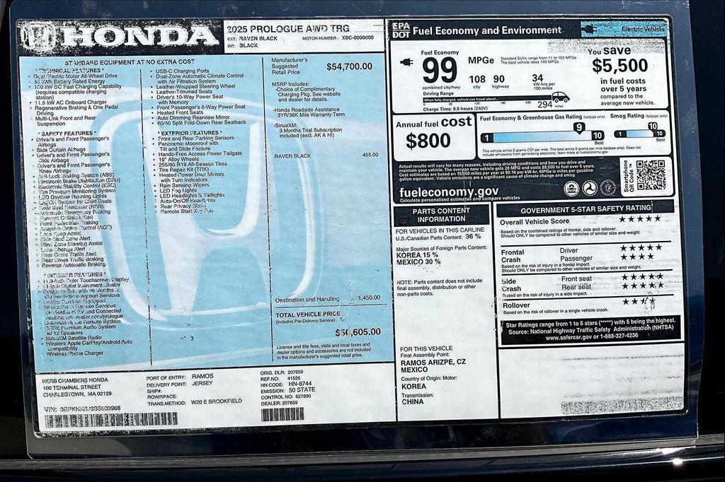 new 2025 Honda Prologue car, priced at $52,365