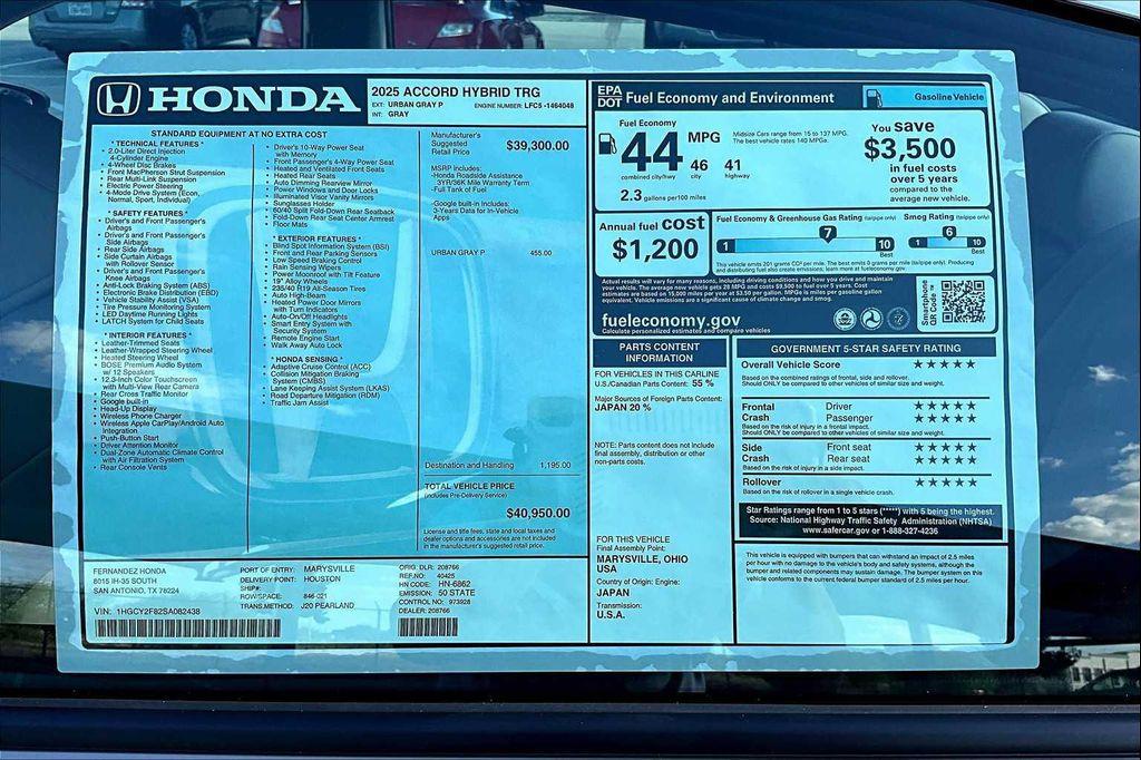 new 2025 Honda Accord Hybrid car, priced at $40,950
