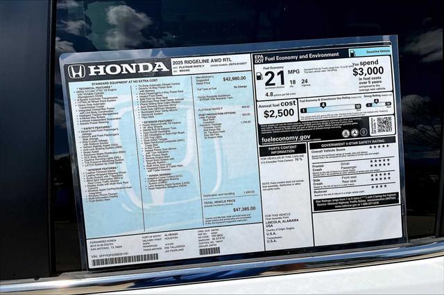 new 2025 Honda Ridgeline car, priced at $47,385