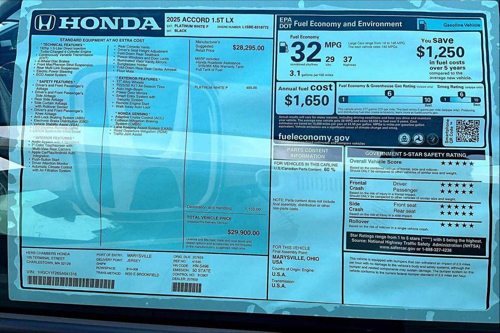 new 2025 Honda Accord car, priced at $28,688