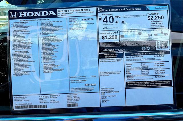 new 2026 Honda CR-V Hybrid car, priced at $40,120