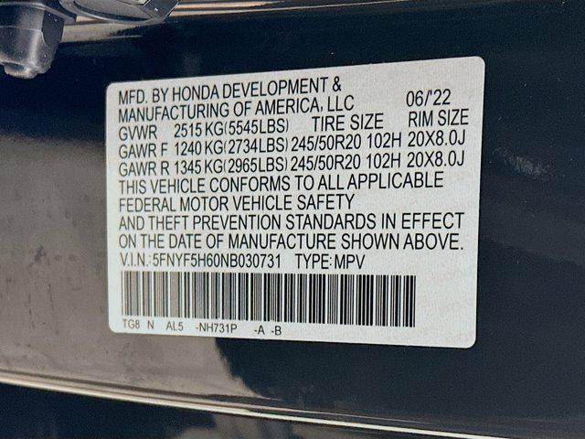 used 2022 Honda Pilot car, priced at $33,997