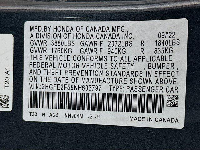 used 2022 Honda Civic car, priced at $22,297