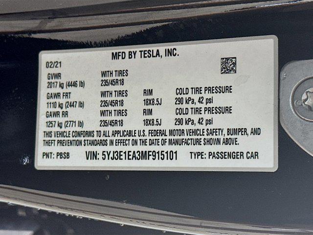 used 2021 Tesla Model 3 car, priced at $18,299