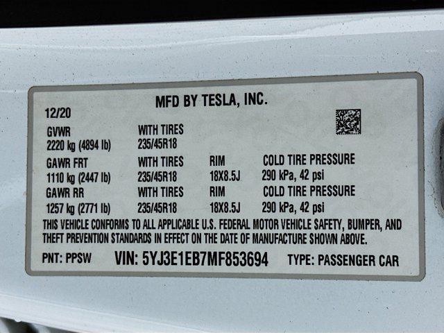 used 2021 Tesla Model 3 car, priced at $22,597