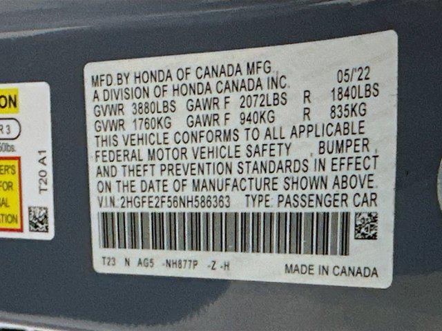 used 2022 Honda Civic car, priced at $21,397