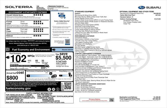 new 2025 Subaru Solterra car, priced at $46,927