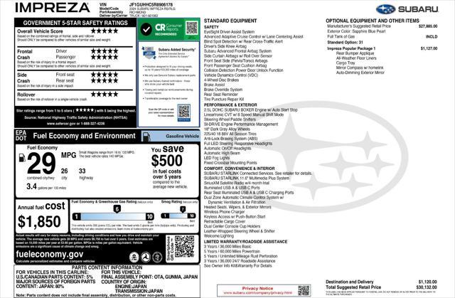 new 2024 Subaru Impreza car, priced at $28,732