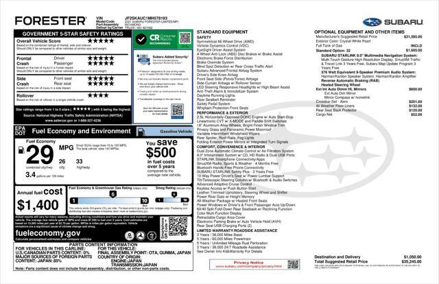 used 2021 Subaru Forester car, priced at $26,561