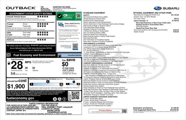 new 2025 Subaru Outback car, priced at $32,385