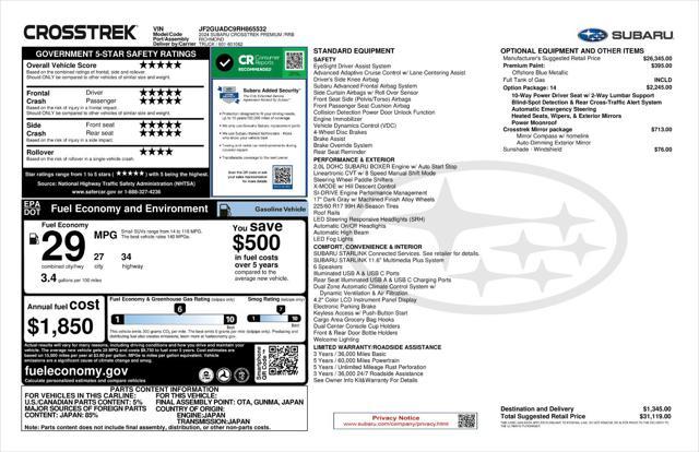 new 2024 Subaru Crosstrek car, priced at $29,869