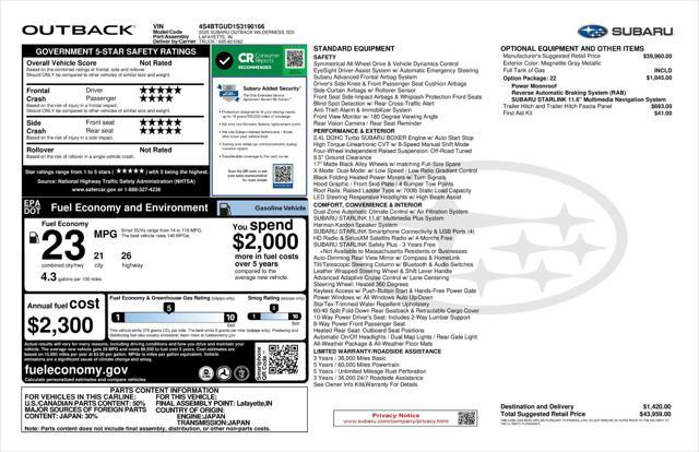 new 2025 Subaru Outback car, priced at $42,589