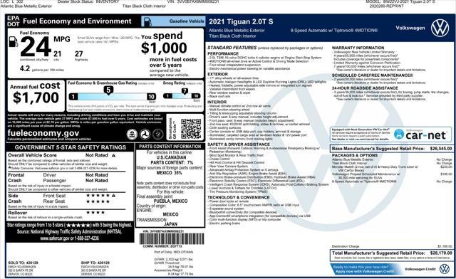 used 2021 Volkswagen Tiguan car, priced at $18,982