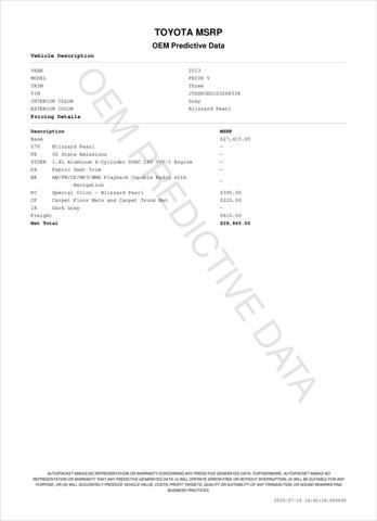 used 2013 Toyota Prius v car, priced at $6,400