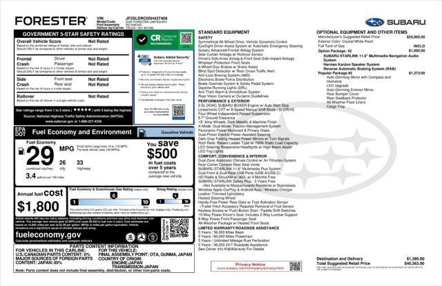 new 2025 Subaru Forester car, priced at $36,363