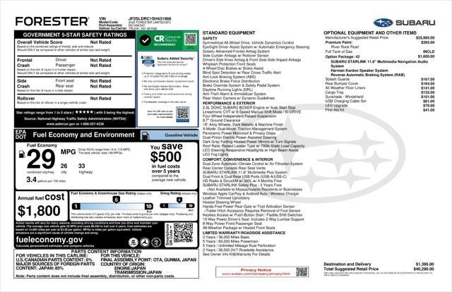 new 2025 Subaru Forester car, priced at $37,040
