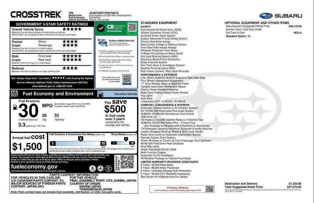 used 2023 Subaru Crosstrek car, priced at $24,983