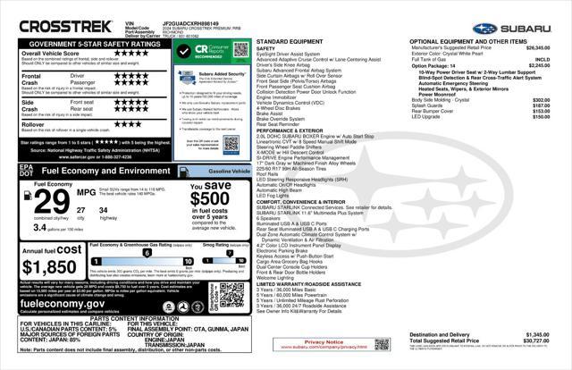 new 2024 Subaru Crosstrek car, priced at $28,527