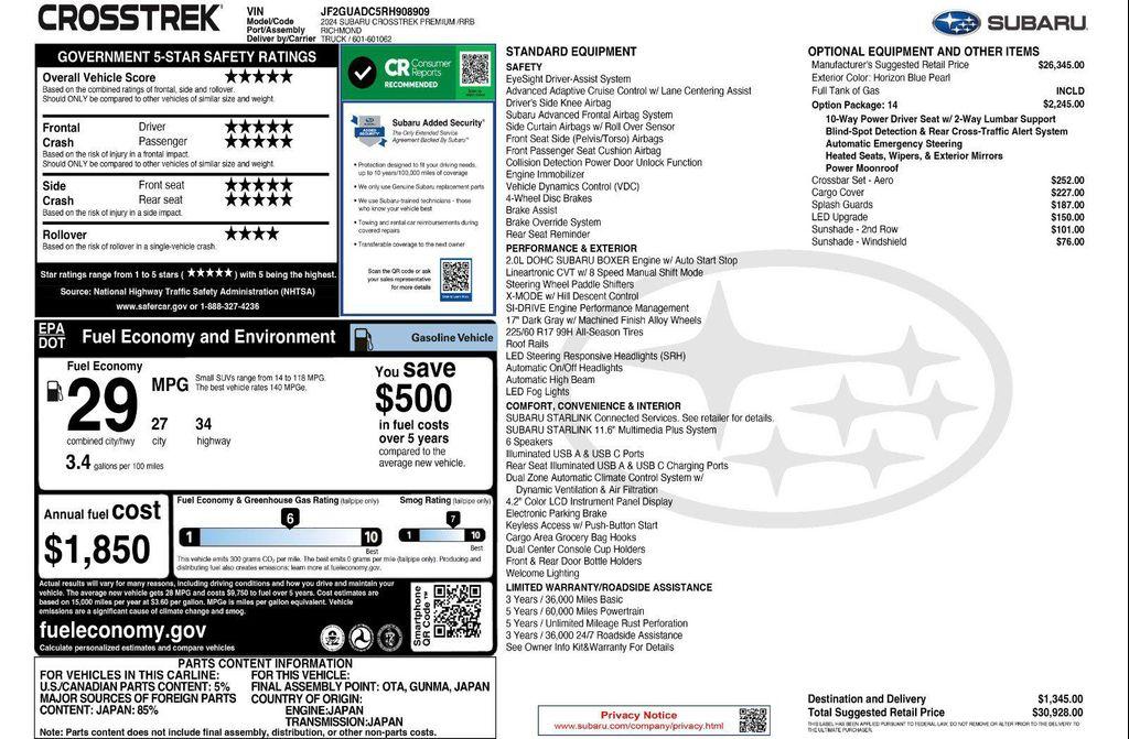 used 2024 Subaru Crosstrek car, priced at $28,190