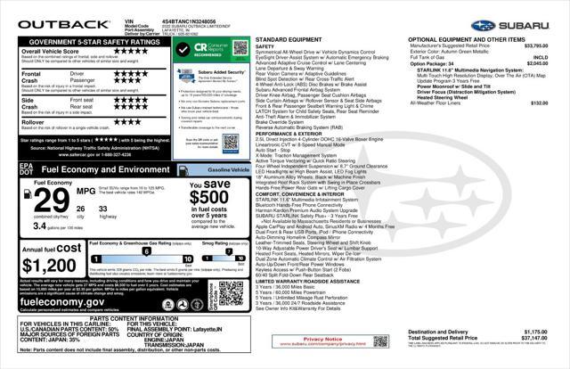 used 2022 Subaru Outback car, priced at $28,256