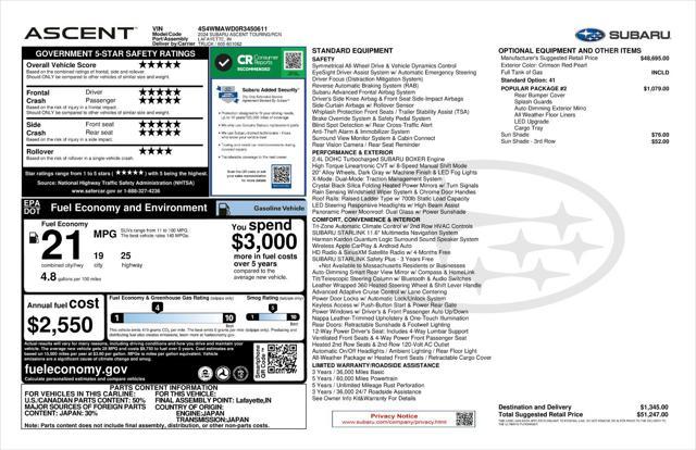 new 2024 Subaru Ascent car, priced at $51,247