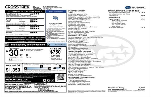 used 2020 Subaru Crosstrek car, priced at $25,995