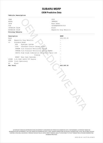 used 2022 Subaru Impreza car, priced at $19,634
