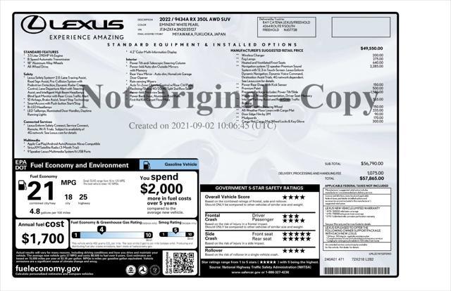 used 2022 Lexus RX 350L car, priced at $48,374