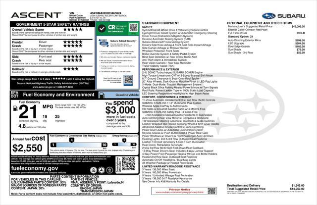 new 2024 Subaru Ascent car, priced at $41,500