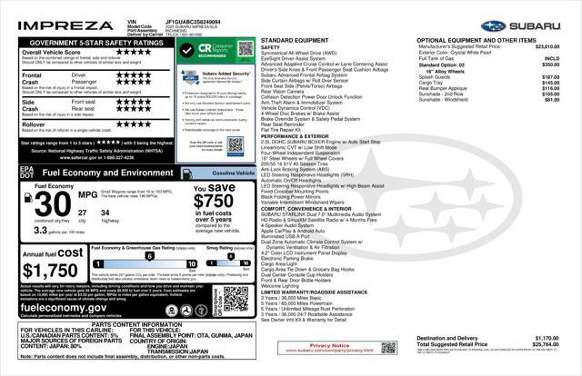 new 2025 Subaru Impreza car, priced at $25,089