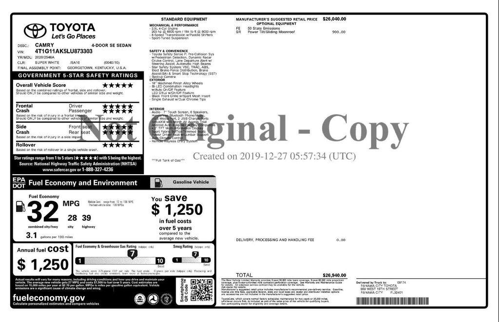 used 2020 Toyota Camry car, priced at $21,522