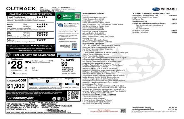 new 2025 Subaru Outback car, priced at $31,268