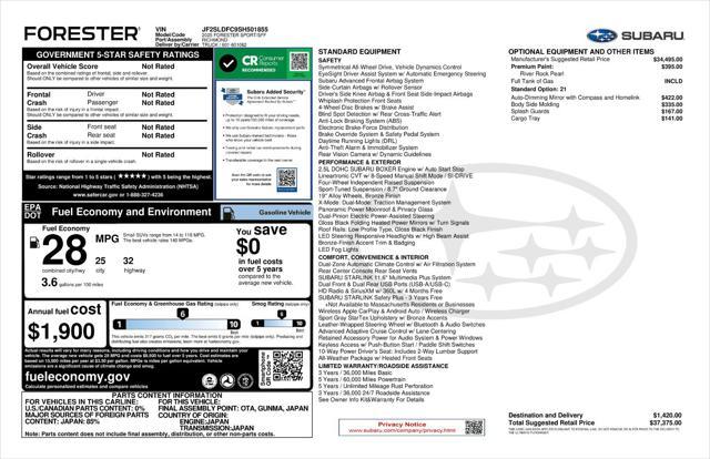 new 2025 Subaru Forester car, priced at $34,625