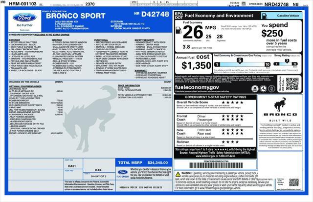 used 2022 Ford Bronco Sport car, priced at $22,876