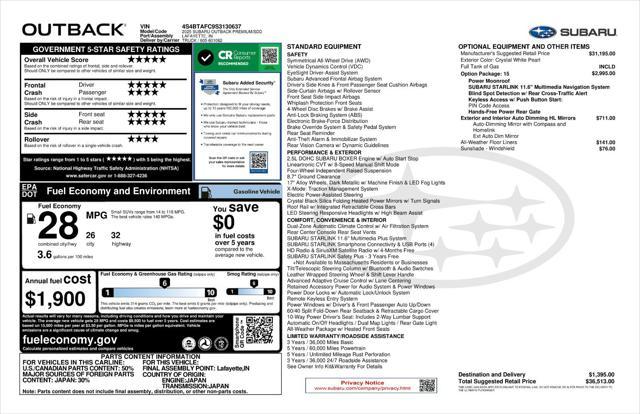 new 2025 Subaru Outback car, priced at $33,013