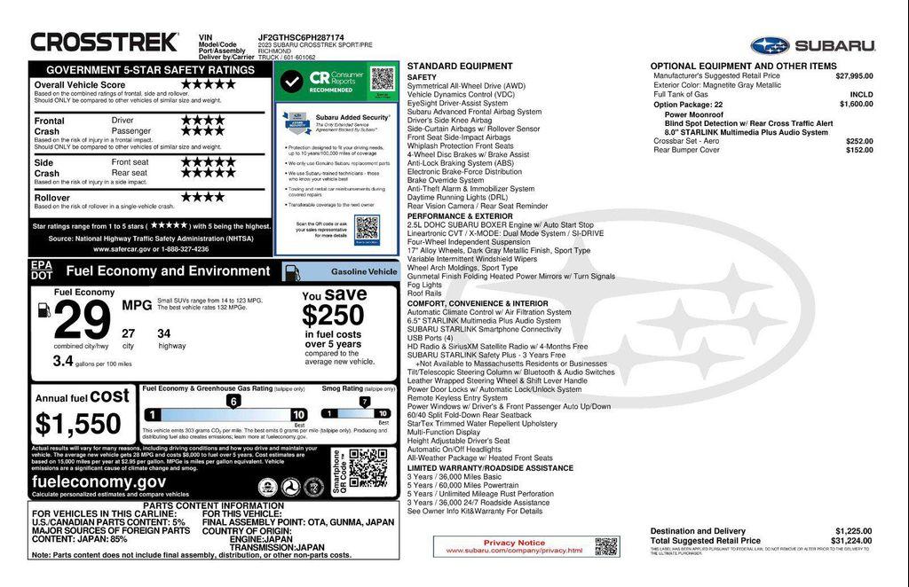 used 2023 Subaru Crosstrek car, priced at $25,647